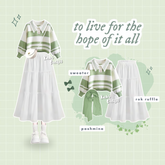 Oneset Rok Korean Style One Set Wanita Hijab OOTD Rajut Stripe - KK191